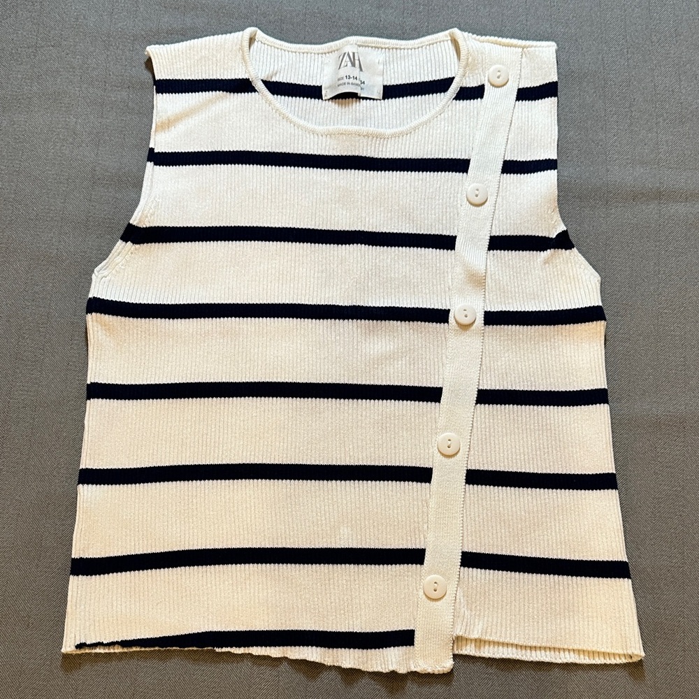 Zara kids striped asymmetrical tank top 13-14